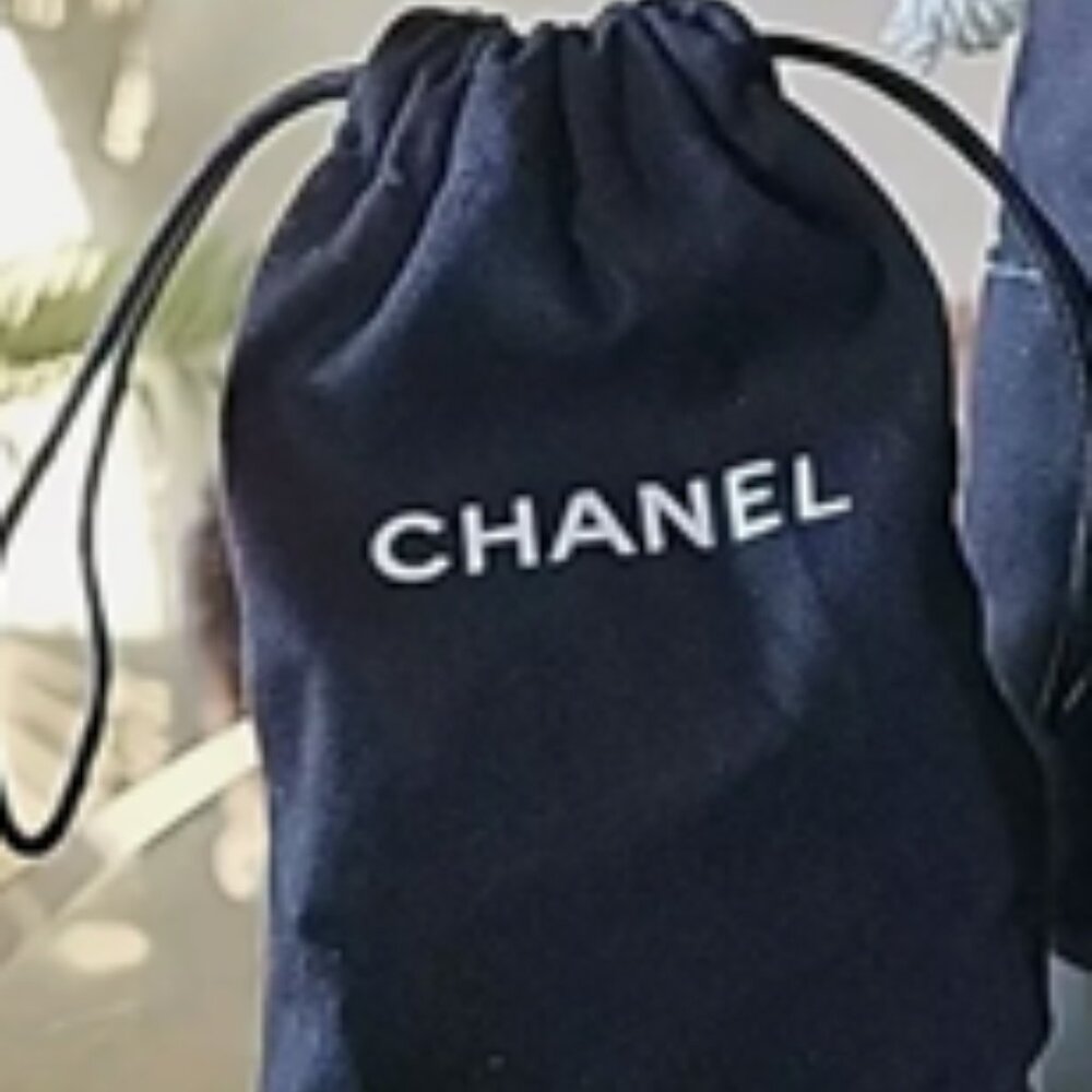 EUC Lot of 2x [Chanel] Black Canvas Drawstring Pouch Makeup Jewelry Bags - Picture 3 of 10